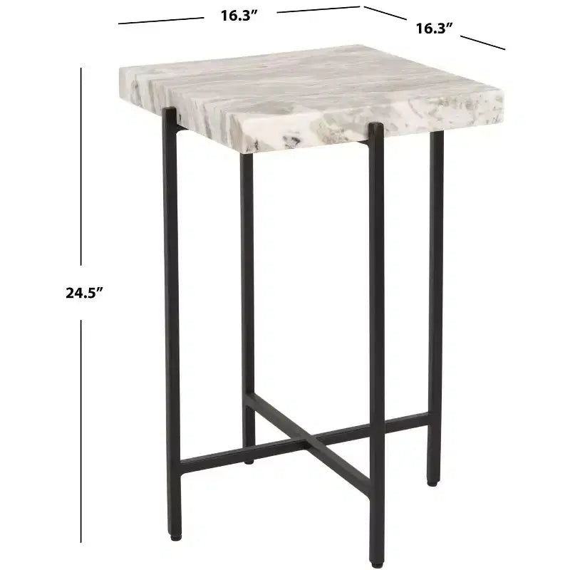 Table d'appoint avec plateau en pierre Tenzin - ACC3707A - Gris/Noir chiné