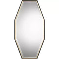 Uttermost Vanity Accent Wall Mirror Modern Beveled Dark Espresso Gold Leaf Wood Frame 24 Wide for Bathroom Bedroom Living Room