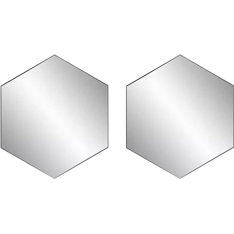 Uttermost Hexagon Vanity Accent Wall Mirrors Set of 2 Modern Beveled Black Metal Frame 23 1/4 Wide for Bathroom Bedroom Home