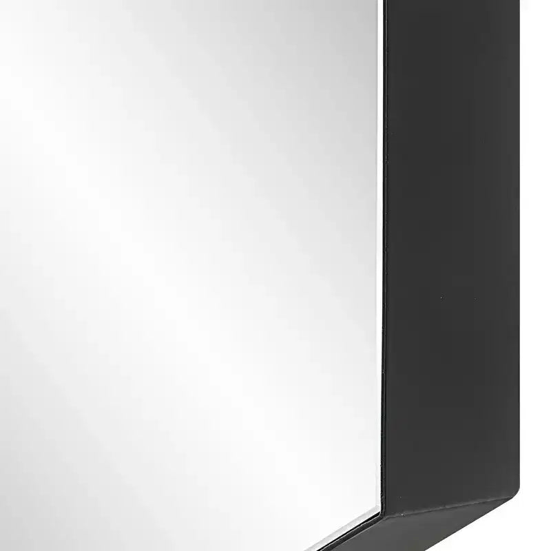 Lot de 2 miroirs muraux décoratifs hexagonaux à cadre en métal noir biseauté moderne de 59 cm de large pour salle de bain, chambre, maison