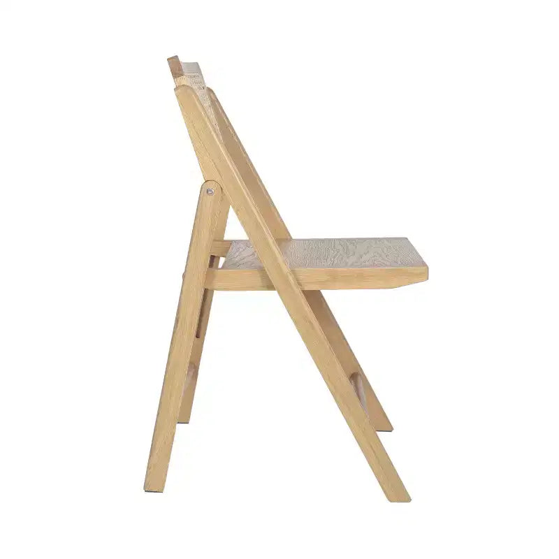 Lot de 2 chaises pliantes en rotin avec cadre et assise en bois massif et dossier en rotin tressé respirant