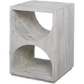 Uttermost Hans 18 Wide Distressed Ivory Wood Side Table