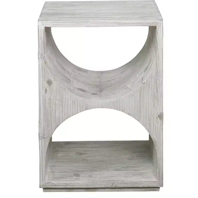 Guéridon Hans de 45 cm de large en bois ivoire vieilli