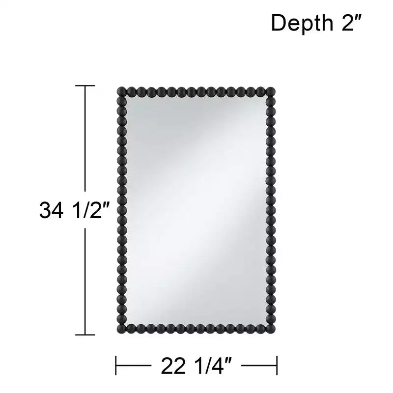Miroir mural Harmer en fer noir perlé 22 1/4 x 34 1/2