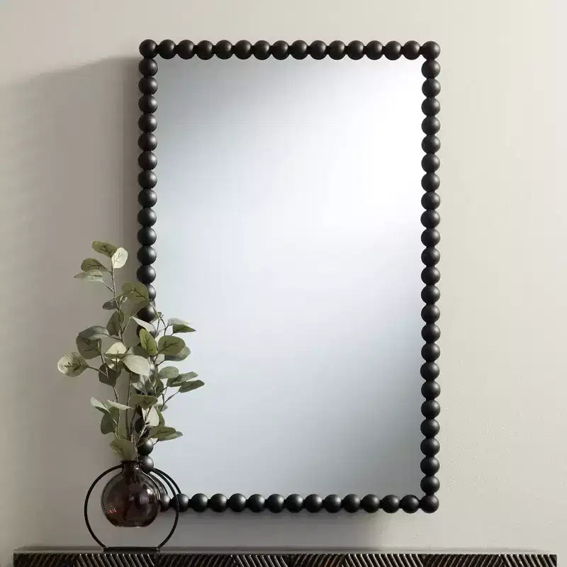 Miroir mural Harmer en fer noir perlé 22 1/4 x 34 1/2
